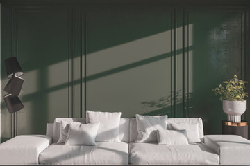 Illustration 3D rendering large luxury modern bright interiors Living room mockup computer digitally generated image