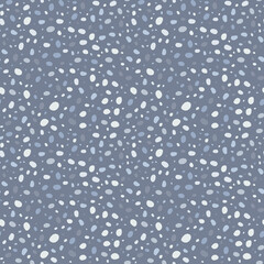 Doodle dots in blue palette, abstract seamless pattern. Many small spots on a dark blue background, rough polka dot style. Design for print