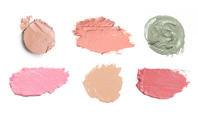 Cosmetic samples on white background