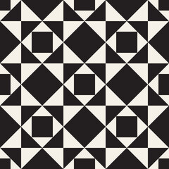 Vector seamless pattern. Repeating geometric abstract elements. Stylish monochrome background design.