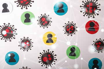Abstract network of physical devices on the Internet using a network connection with statistics numbers 3d illustration