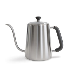 Realistic Detailed 3d Coffee Drip Kettle for Alternative Espresso Preparation Method Isolated on a White Background. Vector illustration of Metal Teapot