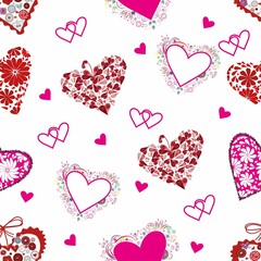 beautiful festive pattern of colored hearts for web design