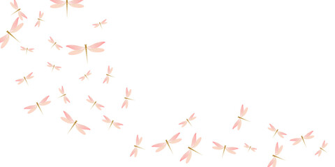 Magic rosy pink dragonfly isolated vector illustration. Summer beautiful insects. Simple dragonfly isolated kids wallpaper. Tender wings damselflies patten. Garden beings