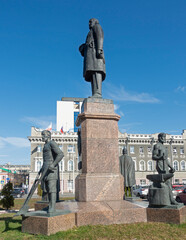 Saratov, Russia. October 13, 2021 Monument to Stolypin in Saratov