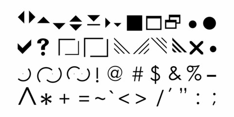 Vector. Miscellaneous symbols, dollars, plus signs, punctuation marks and so on. These icons are used in various purposes.
