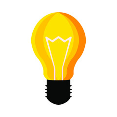 Transparent electric yellow light bulb on a white background. Creative business idea concept. Vector.