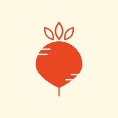 Radish cartoon vector. Radish on cream background. Radish icon vector.