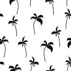 Fototapeta na wymiar Seamless pattern with palm tree. Tropical texture on white background. Vector illustration. It can be used for wallpapers, wrapping, cards, patterns for clothes and other.