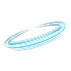 Blue glowing vortex. Orbital magical blue light transparent lines on white