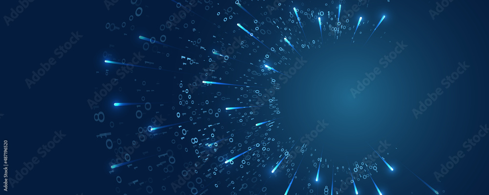 Leinwandbilder Database vector concept. Abstract technology background consisting of binary code. A futuristic binary data stream Filtering machine algorithms.