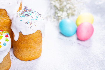 easter cake kulich holiday pastry homemade dessert festive holiday easter treat healthy meal food snack on the table copy space food background rustic 