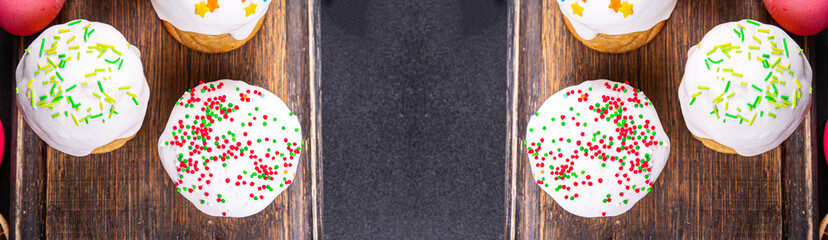 easter cake kulich holiday pastry homemade dessert festive holiday easter treat healthy meal food snack on the table copy space food background rustic 