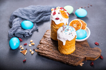 easter cake kulich holiday pastry homemade dessert festive holiday easter treat healthy meal food snack on the table copy space food background rustic 