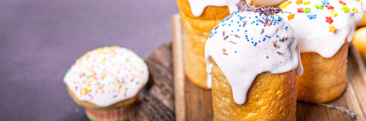 easter cake kulich holiday pastry homemade dessert festive holiday easter treat healthy meal food snack on the table copy space food background rustic 