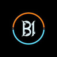 BI, Letter Logo Template Vector Design. black background. B I  circle logo design vector.