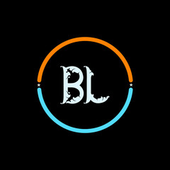  BL, Letter Logo Template Vector Design. black background. B L circle logo design vector.