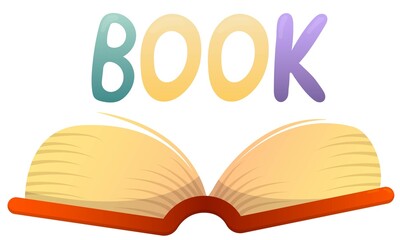 open book with text book - vector illustration in flat style with gradients