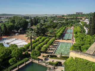 Fototapeta na wymiar General view of the garden of Alcazar de los Reyes Cristianos, Cordoba