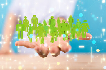 Global network. Blockchain. 3D illustration. Neural networks and artificial intelligence. Abstract