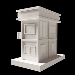 White building or modern style 2-floor house model. Architecture, low poly Perspective 3d rendering.	