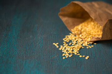 pepper seeds in natural paper bag