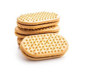 Sweet sandvich cookies. Biscuits with cocoa filling.