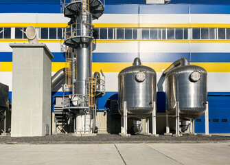 Production of nitrogen and oxygen from the air. Exterior of the air scrubber and molecular sieves...