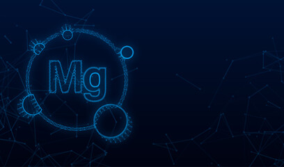 Blue magnesium Plexus sign. Magnesium mineral. Mg pill capsule. Vector stock illustration - obrazy, fototapety, plakaty