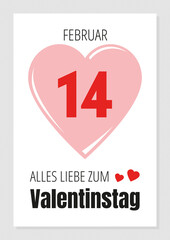 14. Februar - Alles Liebe zum Valentinstag - Text and Herzicons