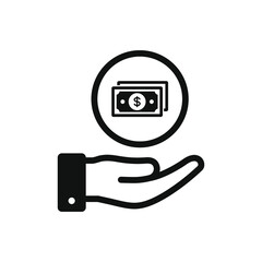 Cash money on hand. Payment, earnings, income icon design isolated. Vector illustration