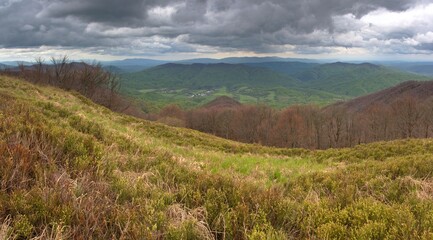 Cloudy weather in the Bieszczady Mountains, Carpathians, Polish-Slovak border
