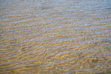 Shallow water with light waves on the beach as texture or background