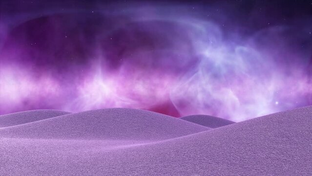 Artistic planet surface with mystic sky light in the universe. The celestial landscape.