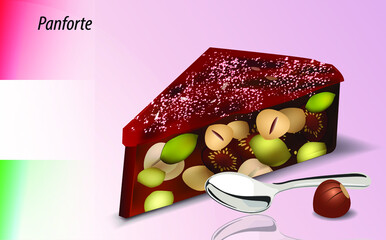 Italian dessert Panforte. Lots of nuts and a little spoonful