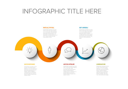 Five Steps Infographic Layout with Color Borders