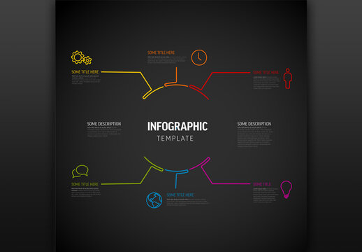 Infographic Dark Circle Layout with Six Elements