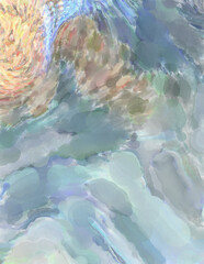 Watercolor abstract painting with pastel colors for poster, wall art, banner, card, book cover or packaging. Modern painting of soothing brush strokes resembling alcohol inks.