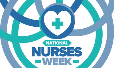 Obraz premium National Nurses Week. Medical and health care concept. Fighters against viruses and diseases. Thank you nurses. In honour of the nurses and doctors. Celebrated annual in United States. Vector poster