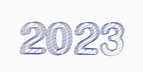 year 2023. 3D illustration numbers isolated white background