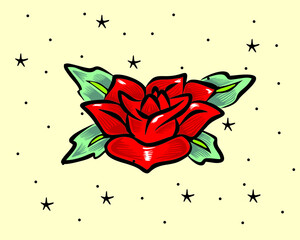 Flower style tattoo print stamp illustration
