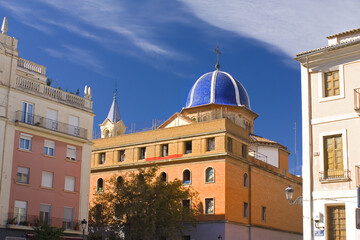 Fototapeta na wymiar Old church in Old Town in sunny day in Valencia, Spain