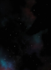 Star field in galaxy space with colorful nebula. Sci fi background of deep space. Ethereal wallpaper.