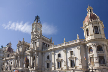 Fototapeta na wymiar Valencia City Hall at Plaza del Ayuntamiento in Valencia 