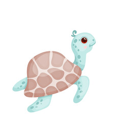 Cute little turtle character.Cartoon vector graphic.