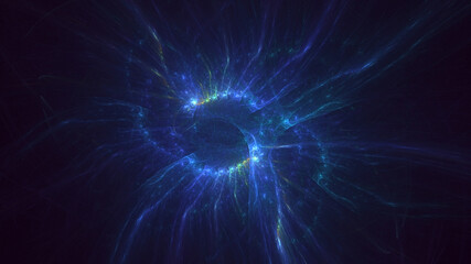 3D rendering abstract blue fractal light background