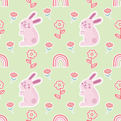 cute easter seamless bunny and cute elements design 