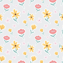 Fototapeta na wymiar cute florals seamless design for fabric or wallpaper 