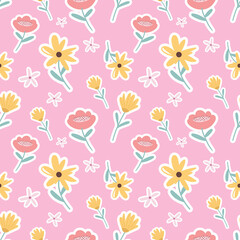 Fototapeta na wymiar cute florals seamless design for fabric or wallpaper 