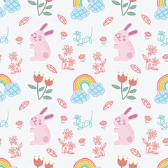 cute easter seamless bunny and cute elements design 